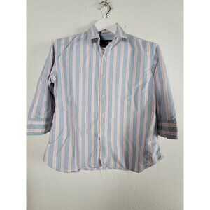 Ralph Lauren Sport Womens Slim Fit XL Striped Button-Up Shirt 3/4 Sleeve Cotton